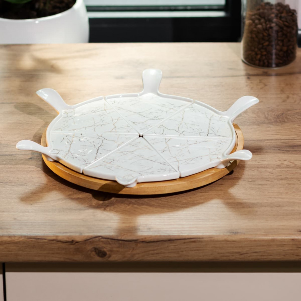 Керамічне блюдо для піци Marble