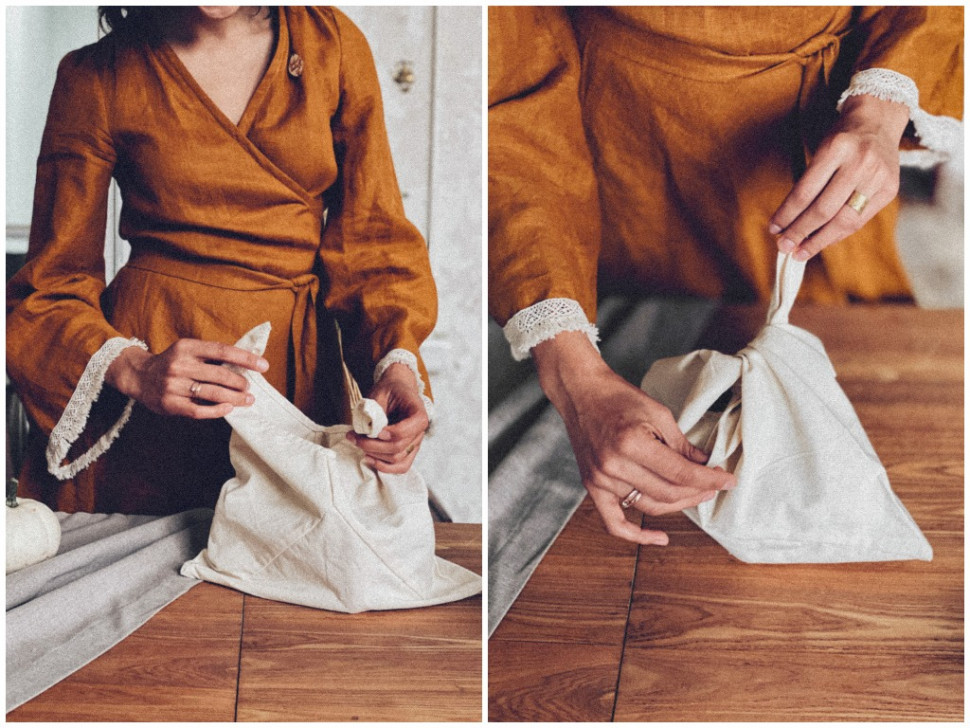 Білий лляний мішечок для хліба Rukkola