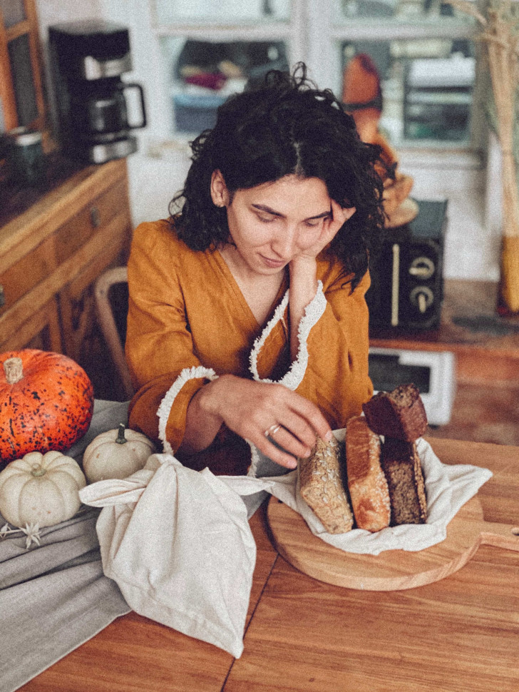 Білий лляний мішечок для хліба Rukkola