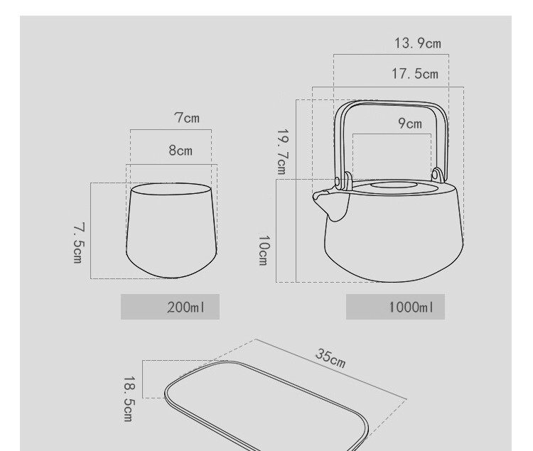 Чорний чайний сервіз Masala black 1 л