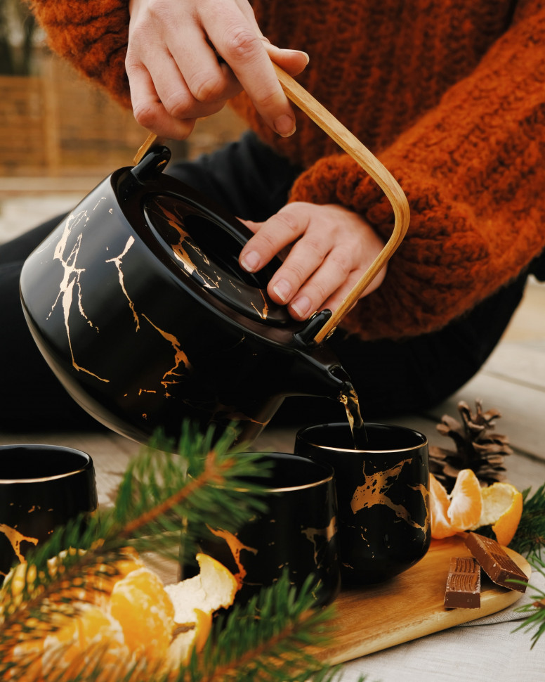 Чорний чайний сервіз Masala black 1 л