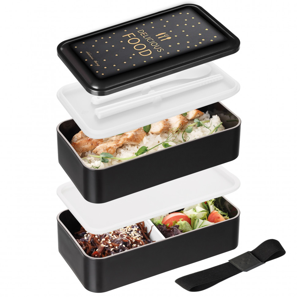 Черный пластиковый ланч-бокс Tetra 1200 мл