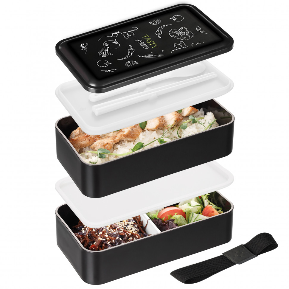 Черный пластиковый ланч-бокс Tetra 1200 мл