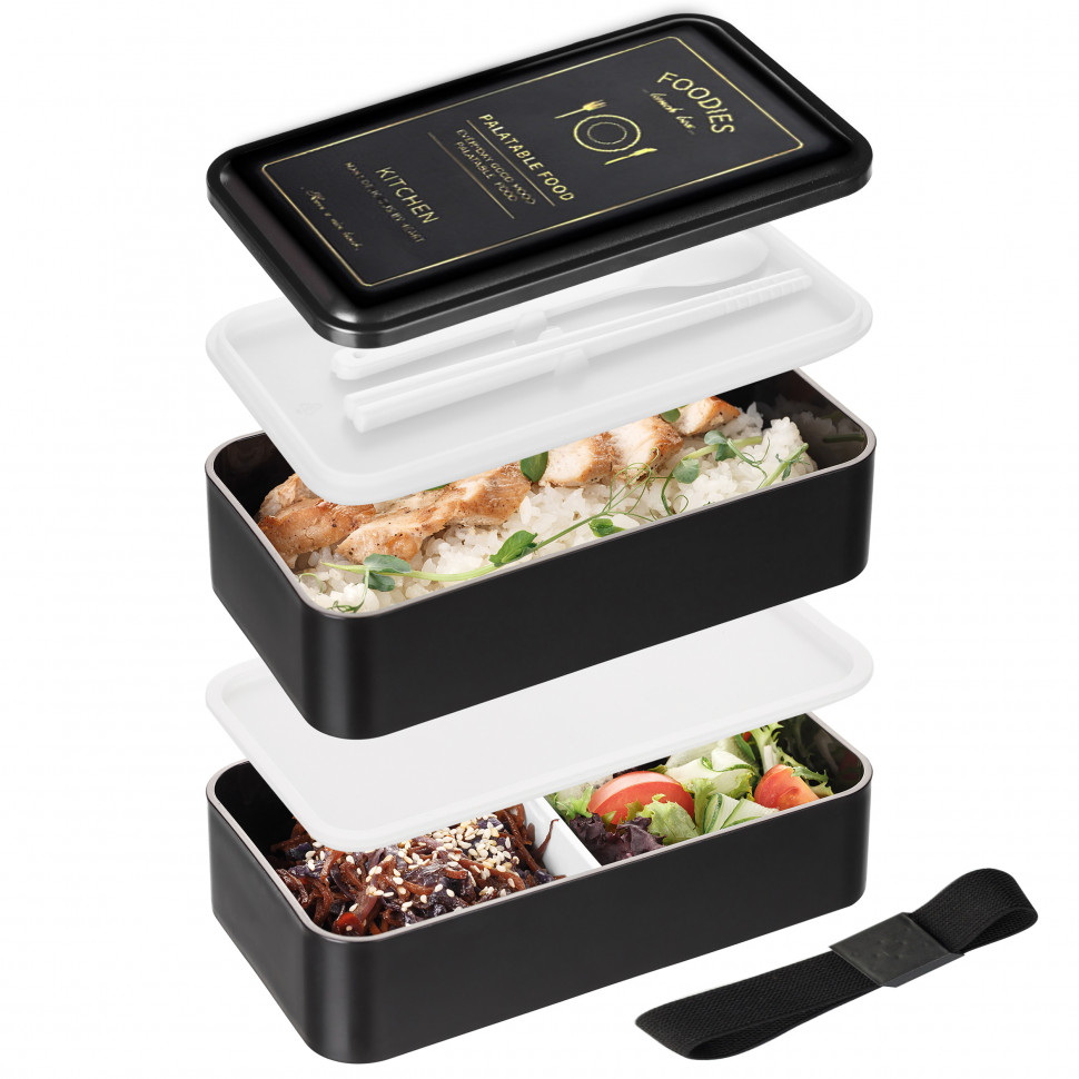 Черный пластиковый ланч-бокс Tetra 1200 мл