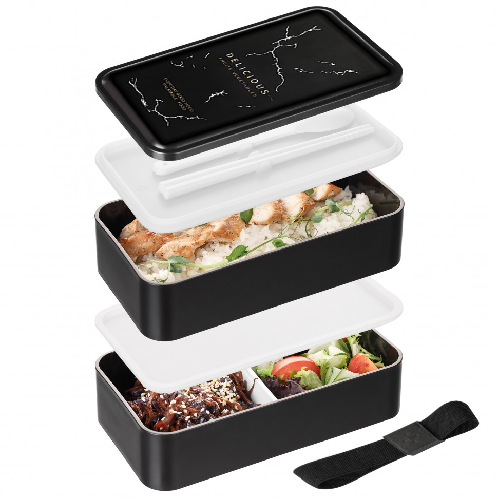 Черный пластиковый ланч-бокс Tetra 1200 мл