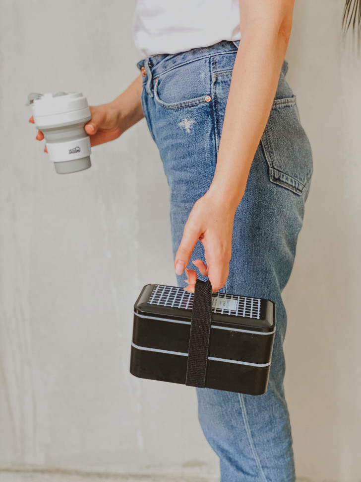 Черный пластиковый ланч-бокс Tetra 1200 мл