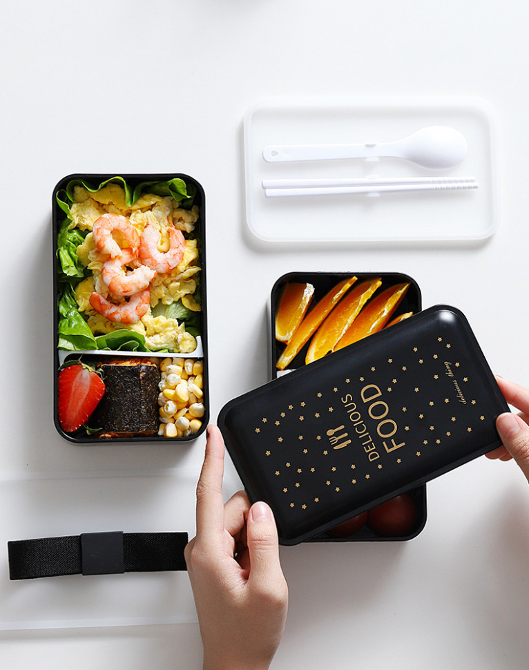 Черный пластиковый ланч-бокс Tetra 1200 мл