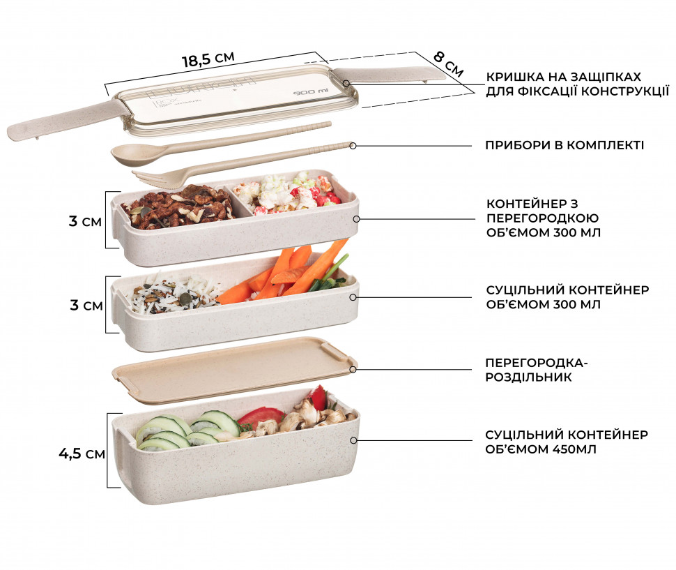 Ланч-бокс з пшеничного волокна Lunch 1050 мл