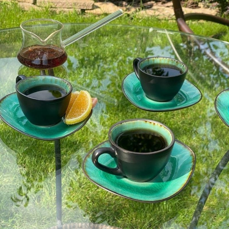 Набір 4 чашки + 4 блюдця Green lagoon 100 мл
