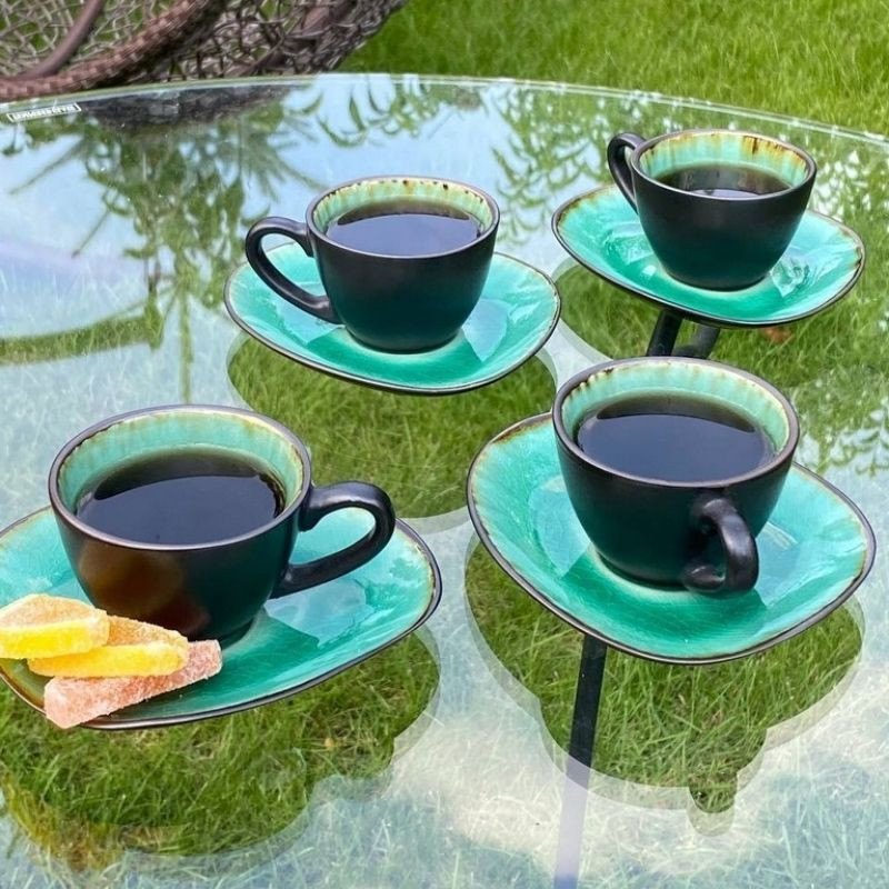 Набір 4 чашки + 4 блюдця Green lagoon 100 мл