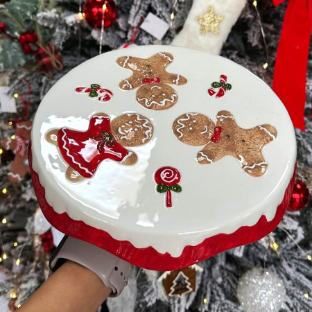 Тортовница Gingerbread in red