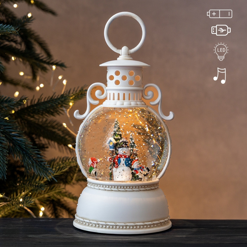 Фонарь с подсветкой и музыкой Winter fairy tale with the Snowman
