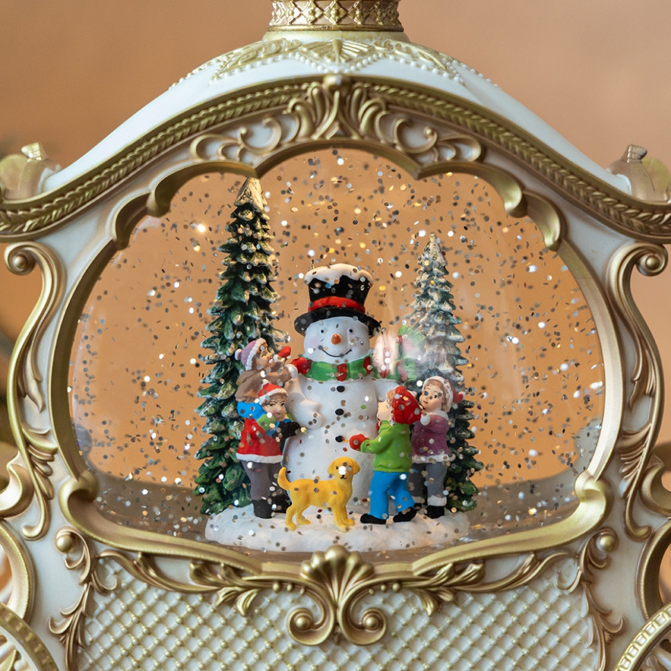 Ліхтар з підсвіткою та музикою Carriage with a Snowman