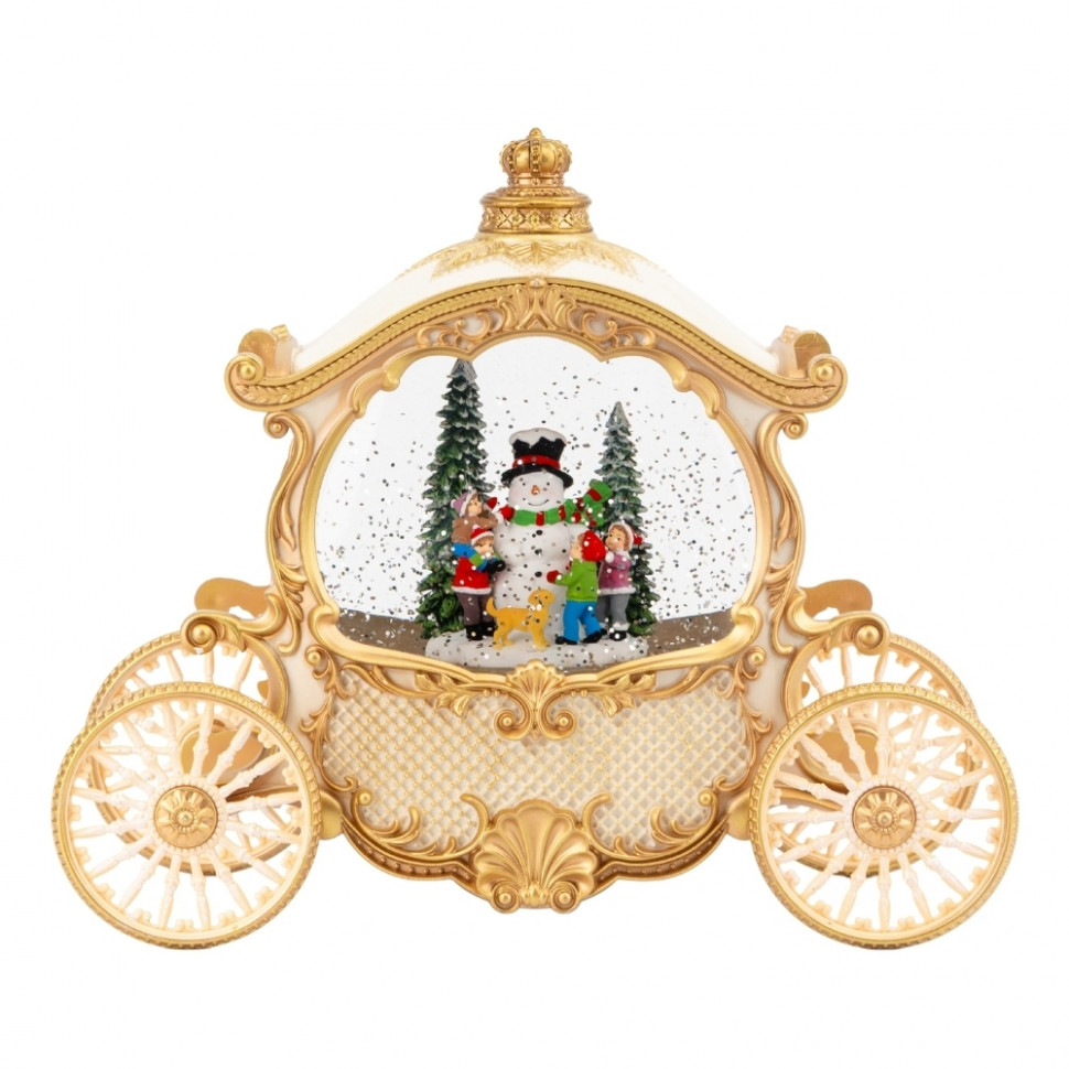 Ліхтар з підсвіткою та музикою Carriage with a Snowman