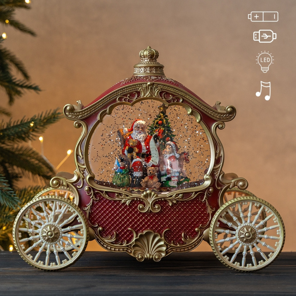 Ліхтар з підсвіткою та музикою Carriage with Santa