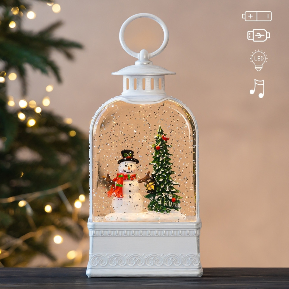 Фонарь с подсветкой и музыкой Festive snowman
