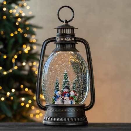 Фонарь с подсветкой и музыкой Snowman family