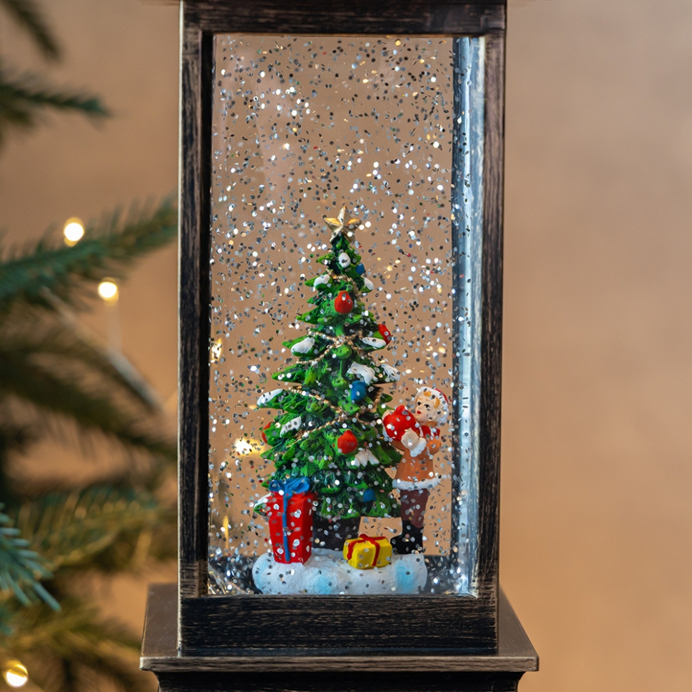 Ліхтар з підсвіткою та музикою Christmas tree in the snow glow