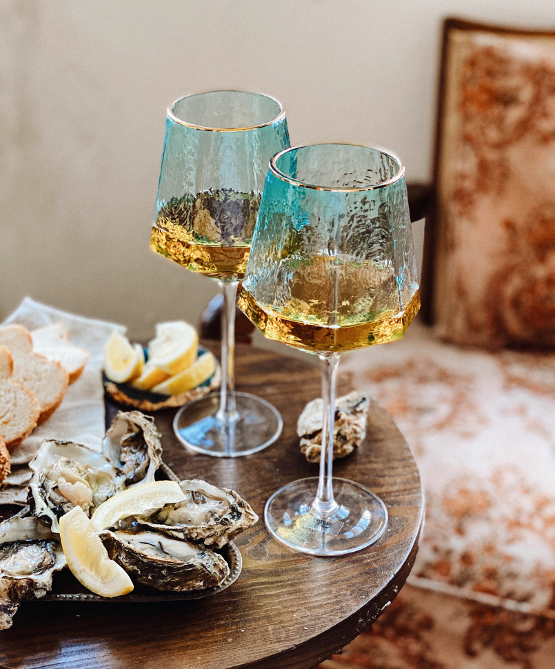 Стеклянный голубой бокал для вина Richard Blue 550 мл