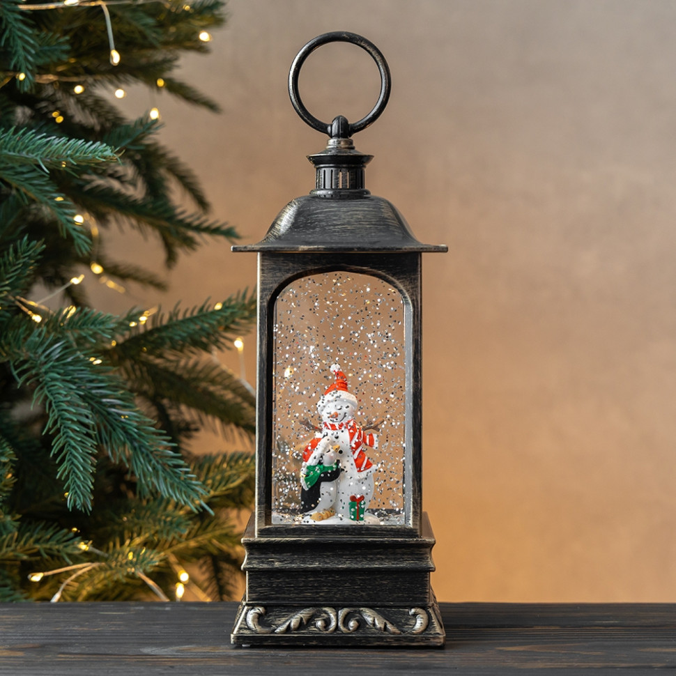 Ліхтар з підсвіткою та музикою Snowman with a warm heart