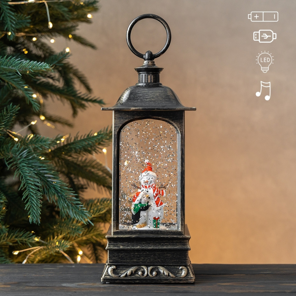 Ліхтар з підсвіткою та музикою Snowman with a warm heart