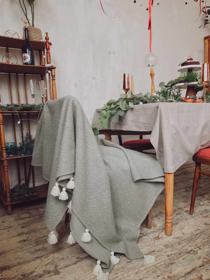 Хутряний плед Pistachio