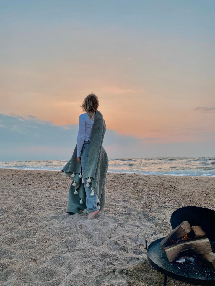 Хутряний плед Pistachio