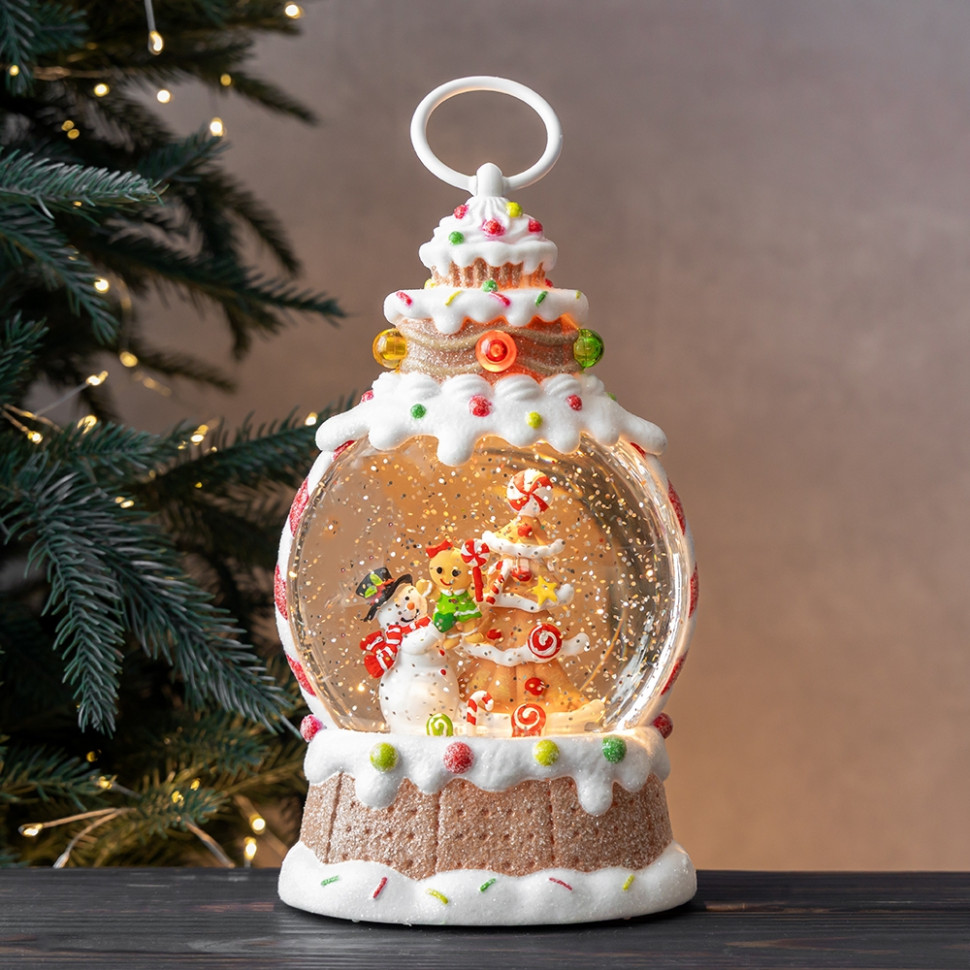 Фонарь с подсветкой и музыкой Gingerbread Snowball