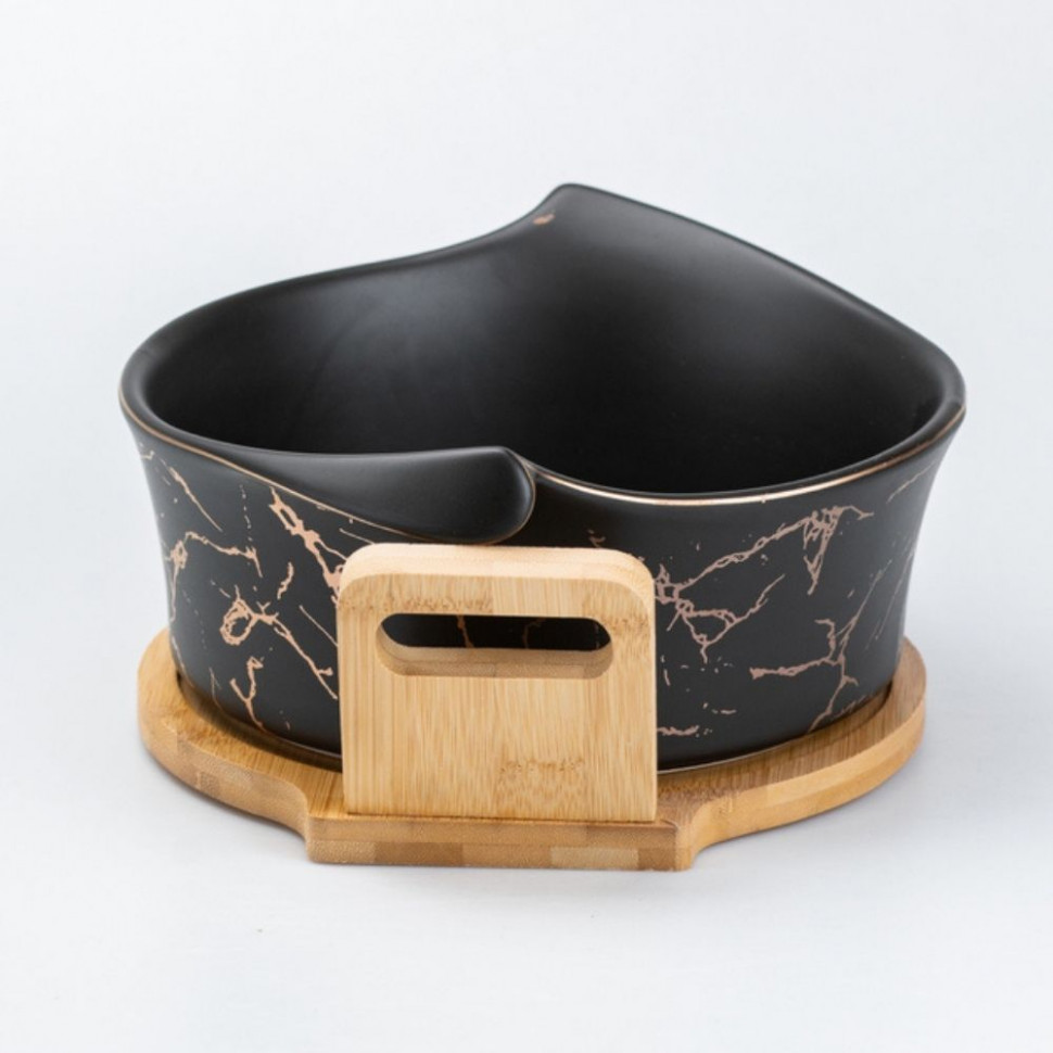 Салатник керамічний чорний Marble II