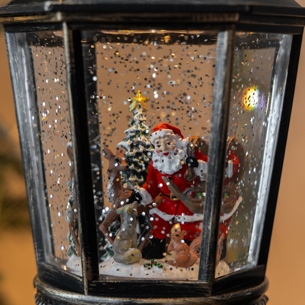 Ліхтар з підсвіткою та музикою Christmas forest with Santa