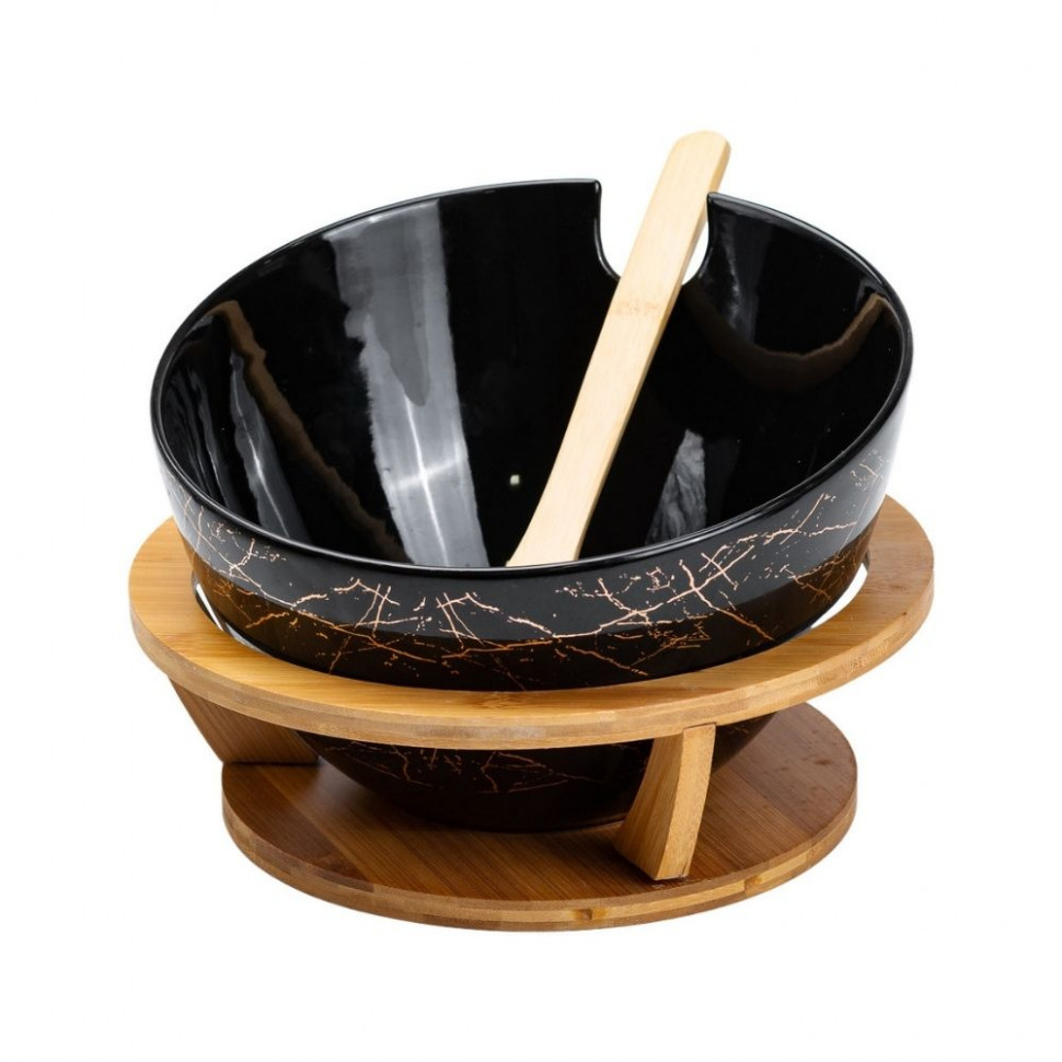 Салатник керамический черный Lines