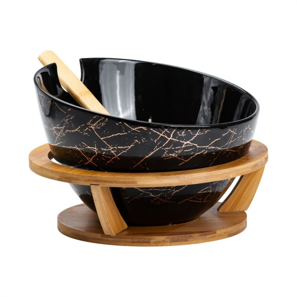 Салатник керамический черный Lines