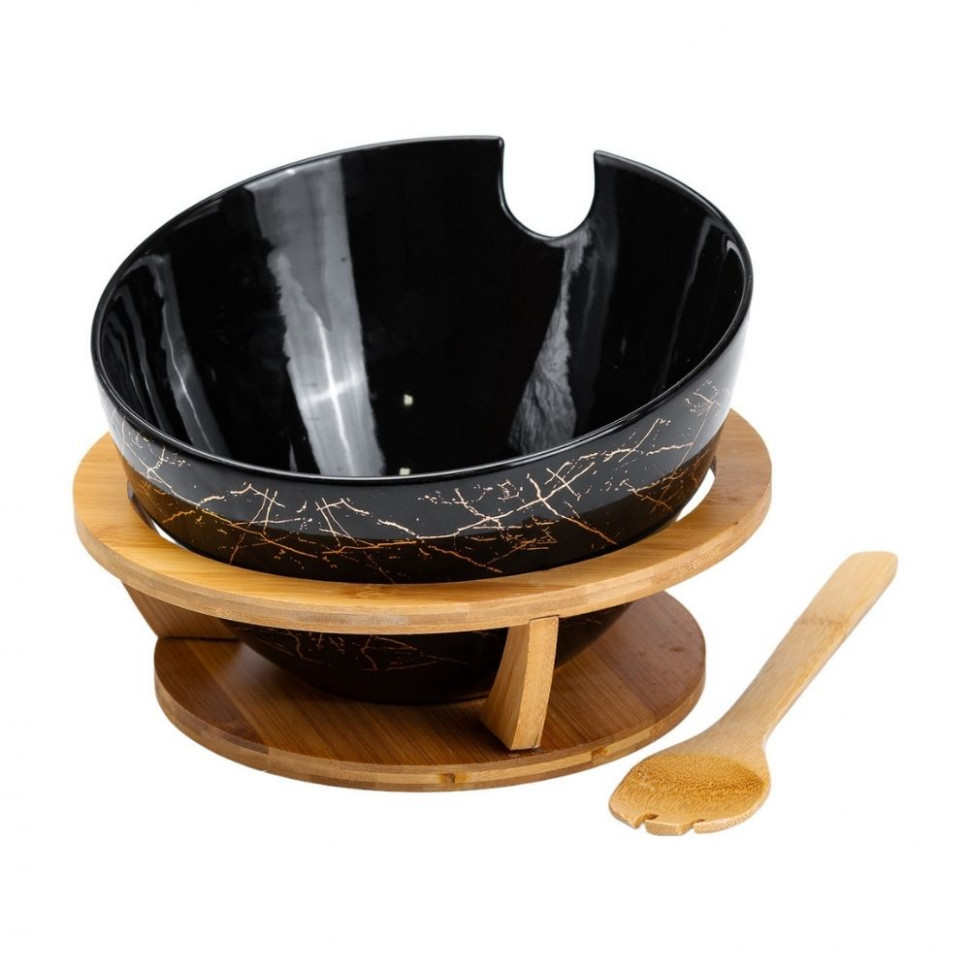 Салатник керамический черный Lines