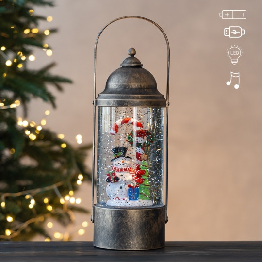 Ліхтар з підсвіткою та музикою Snowman