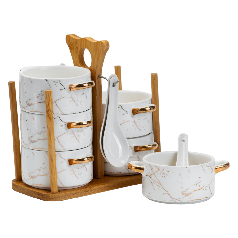 Набор керамических бульонщиц Marble