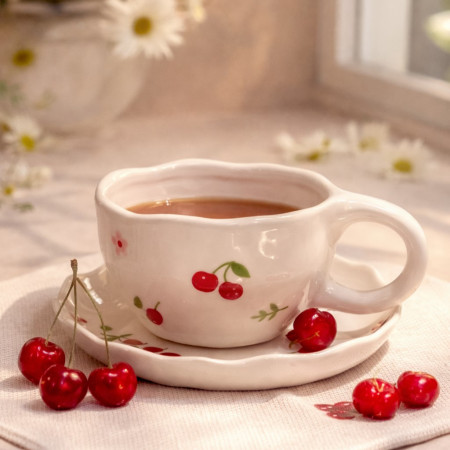 Чашка с блюдцем Cherrie Mania