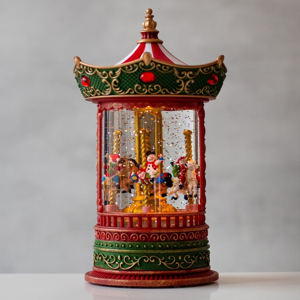 Фонарь с подсветкой и музыкой Christmas carousel