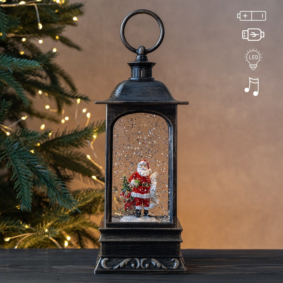 Фонарь с подсветкой и музыкой Santa and New Year's miracles