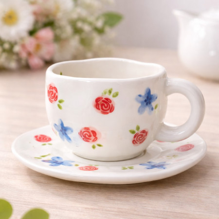 Чашка с блюдцем Roses and mallows