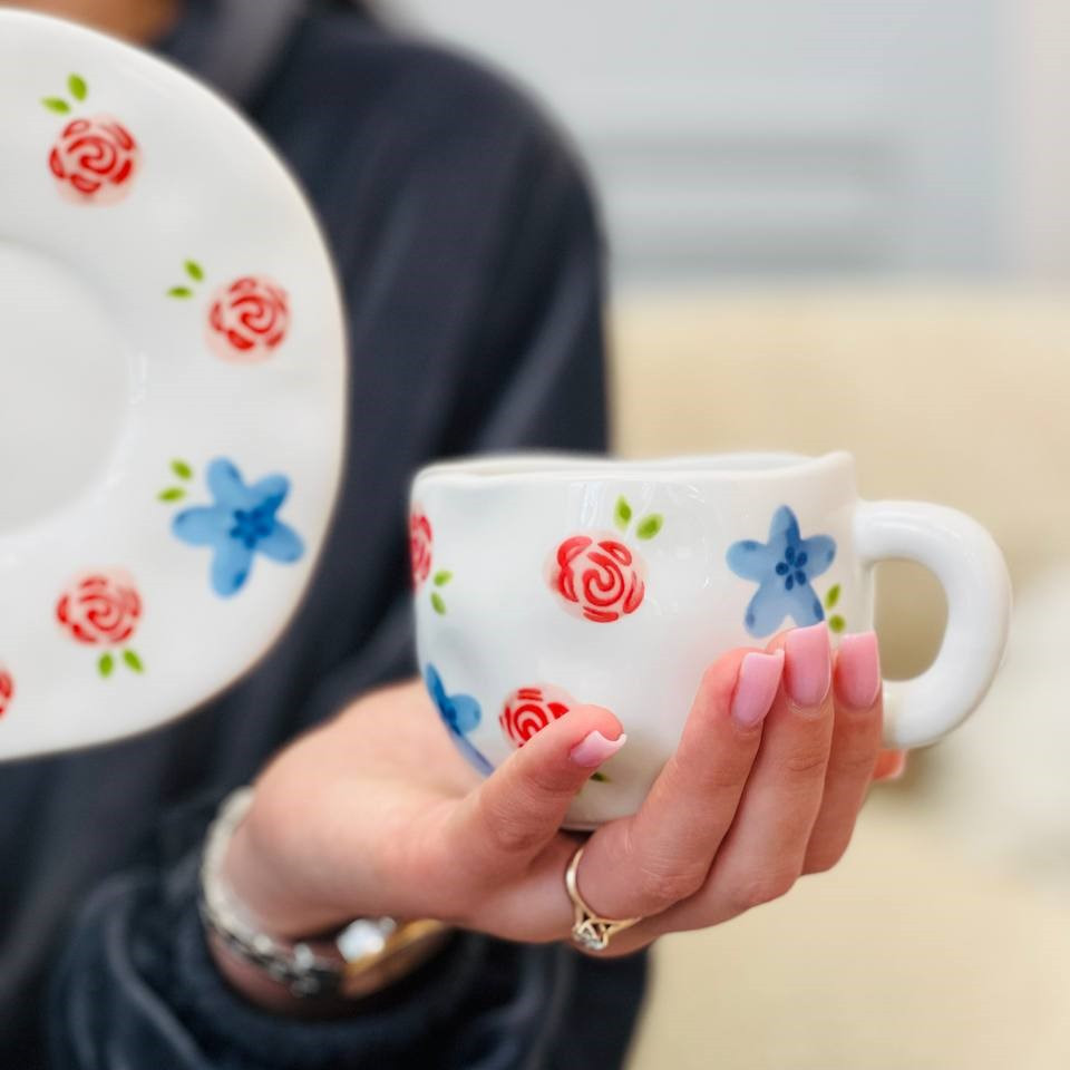 Чашка с блюдцем Roses and mallows