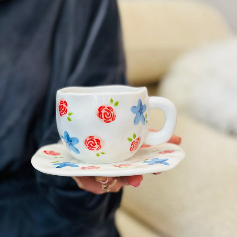 Чашка с блюдцем Roses and mallows