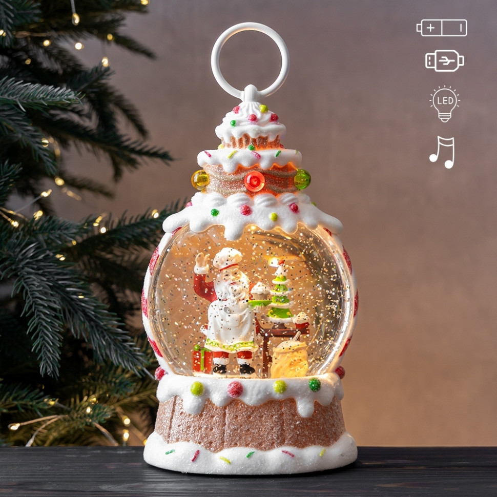 Ліхтар з підсвіткою та музикою Sweet Christmas with Santa