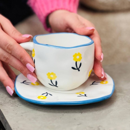Чашка с блюдцем Yellow flower