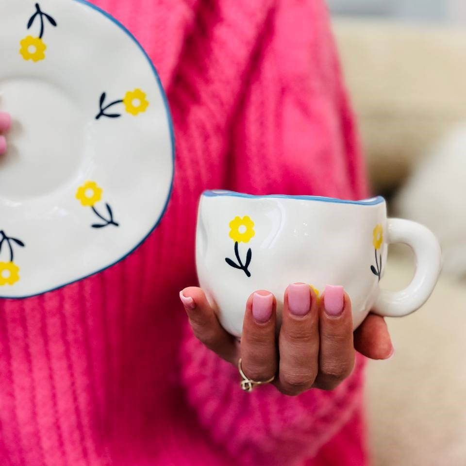Чашка с блюдцем Yellow flower