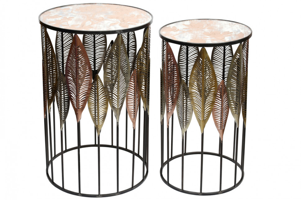 Набір металевих столиків зі скляною поверхнею Feather