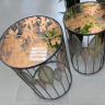 Набор металлических столиков со стеклянной поверхностью Feather