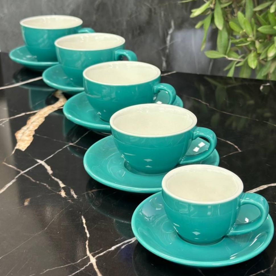 Набор чашек с блюдцами Lake Blue Summer 6 шт 