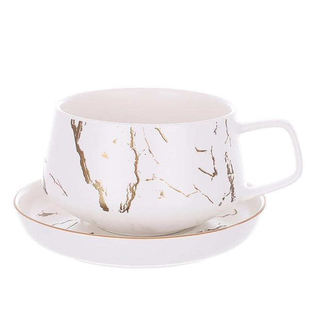 Чашка керамічна з блюдцем Marmor