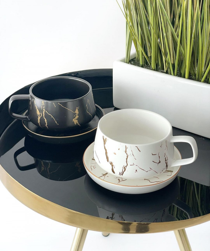 Чашка керамічна з блюдцем Marmor