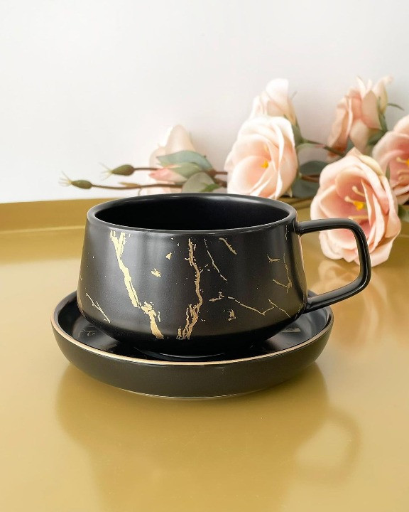 Чашка керамічна з блюдцем Marmor